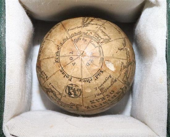 An early 19th century German pocket globe, possibly by Bauer for Sterne, 1.5in.